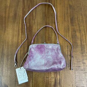 🆕 HOBO Lana Violet Metallic Leather Snap Crossbody Handbag